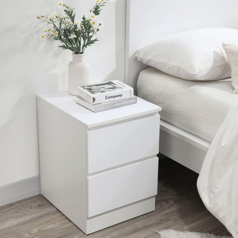 Oslo Bedside Cabinet - 2 Drawer - White