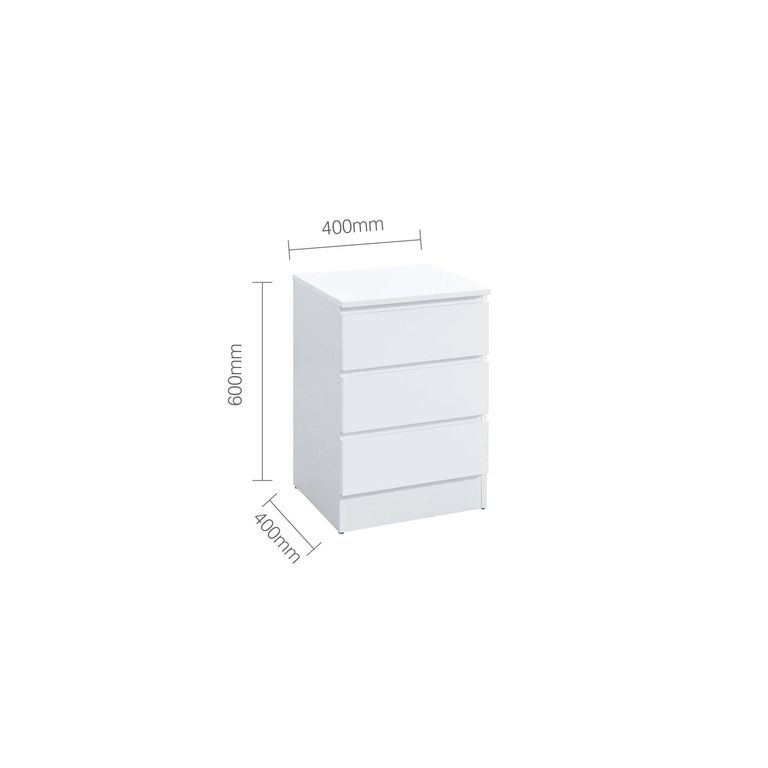 Oslo Bedside Cabinet - 3 Drawer - White