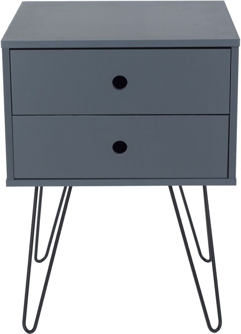 Options Blue 2 Drawer Bedside Cabinet with Hairpin Legs