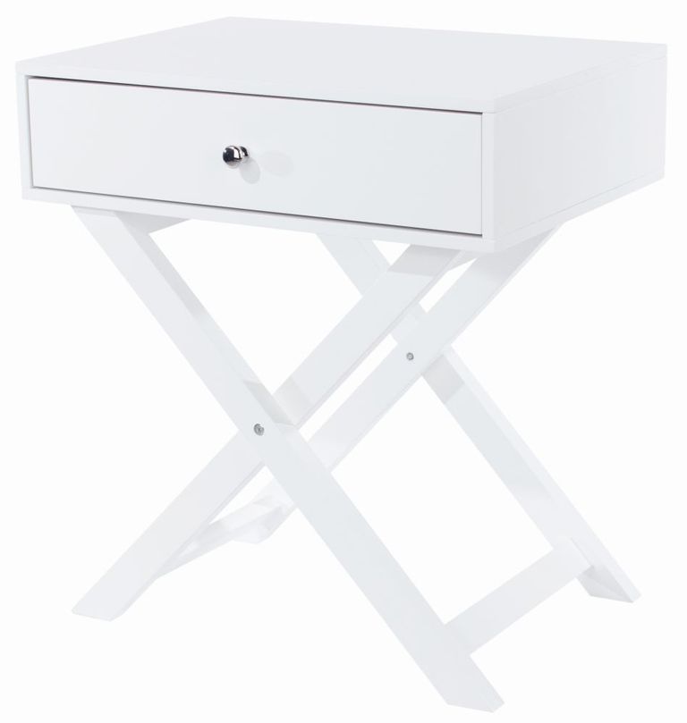 Options White 1 Drawer Bedside Cabinet with X Legs