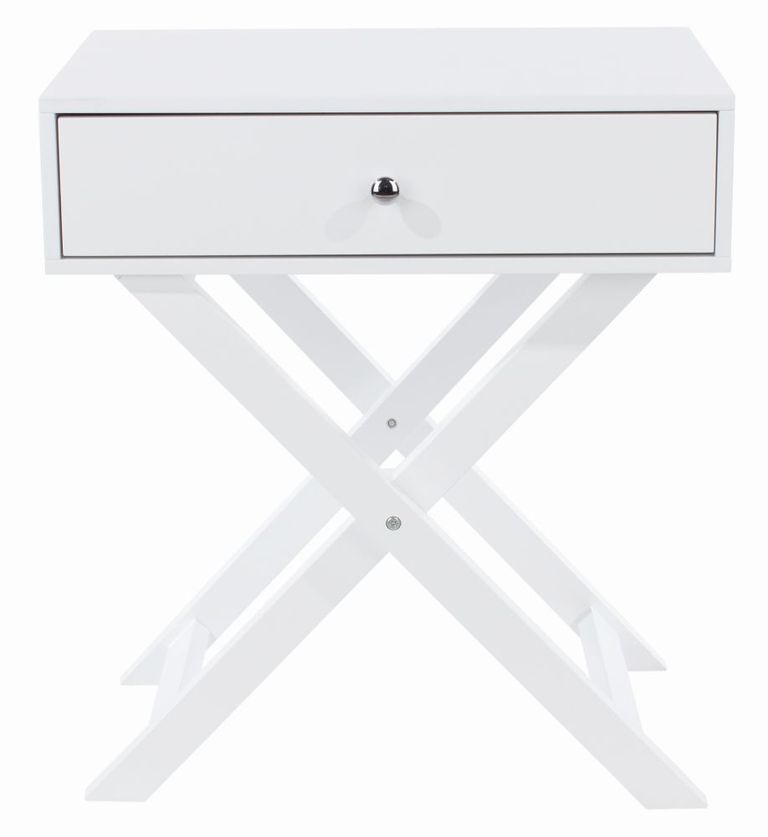 Options White 1 Drawer Bedside Cabinet with X Legs