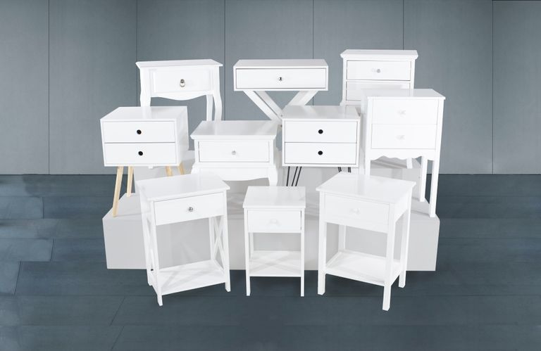 Options White 2 Drawer Bedside Cabinet with Hairpin Legs