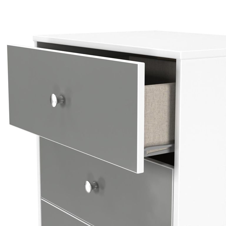 Padstow Grey and White 3 Drawer Bedside Cabinet
