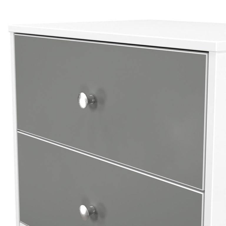 Padstow Grey and White Matt 2 Drawer Bedside Cabinet