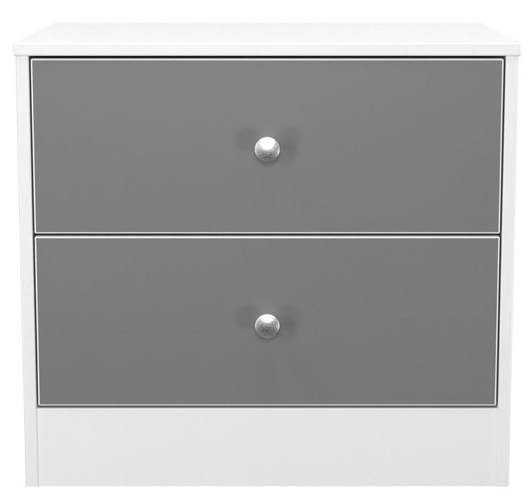 Padstow Grey and White Matt 2 Drawer Bedside Cabinet