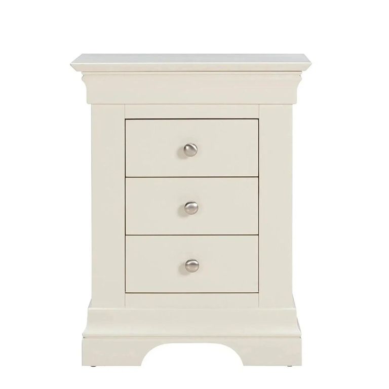 Paisley Cream Painted 3 Drawer Bedside Cabinet