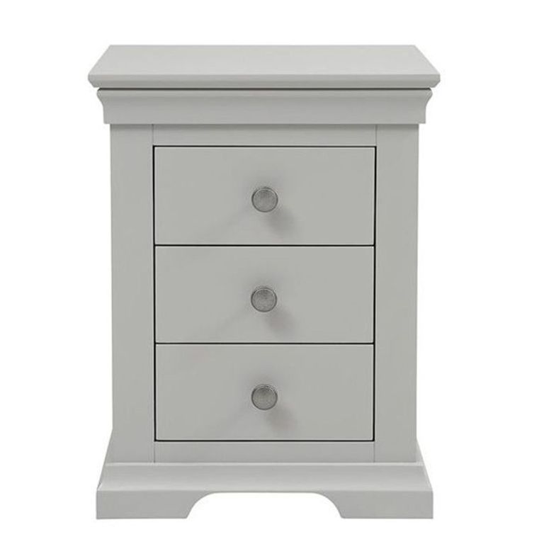 Paisley Grey Painted 3 Drawer Bedside Cabinet