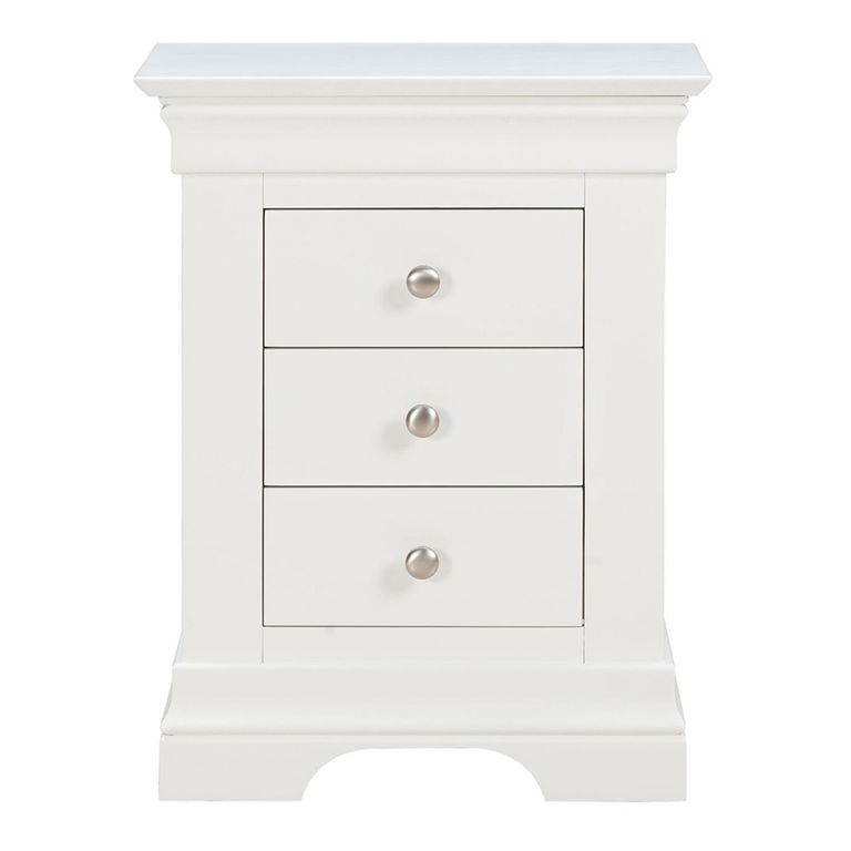 Paisley White Painted 3 Drawer Bedside Cabinet