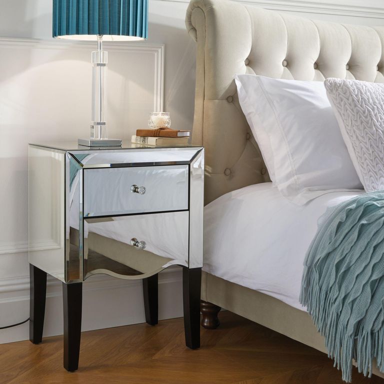 Palermo 2 Drawer Bedside Cabinet - Mirrored