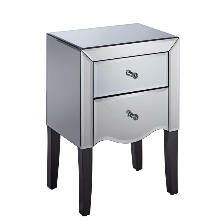 Palermo 2 Drawer Bedside Cabinet - Mirrored