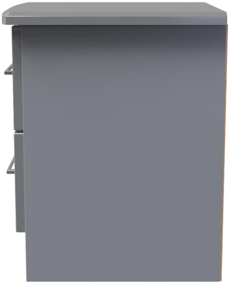 Paris Grey Gloss 2 Drawer Bedside Cabinet