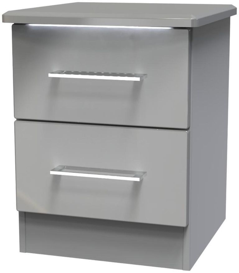 Paris Grey Gloss 2 Drawer Bedside Cabinet