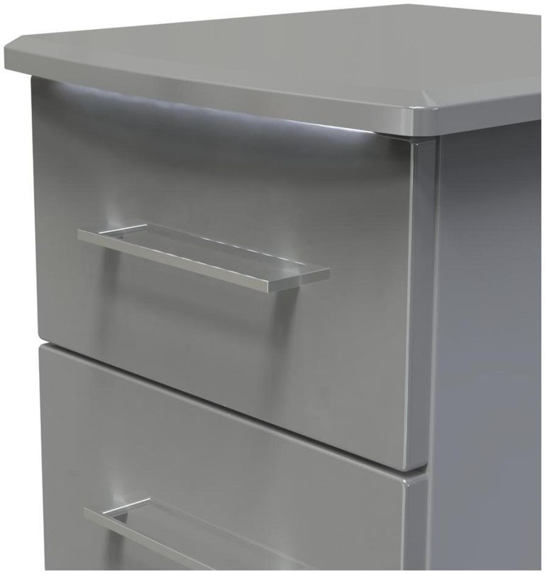 Paris Grey Gloss 2 Drawer Bedside Cabinet