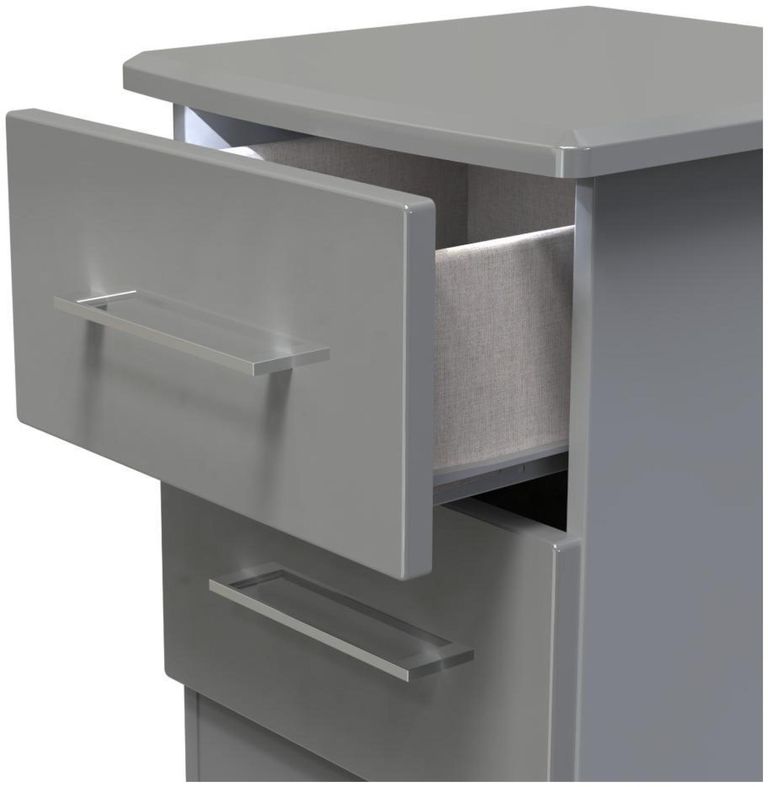 Paris Grey Gloss 2 Drawer Bedside Cabinet