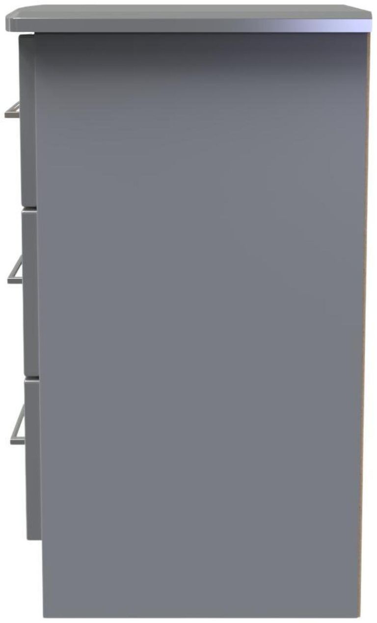 Paris Grey Gloss 3 Drawer Bedside Cabinet