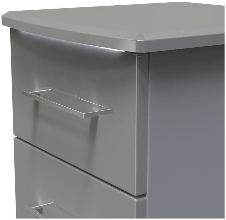 Paris Grey Gloss 3 Drawer Bedside Cabinet