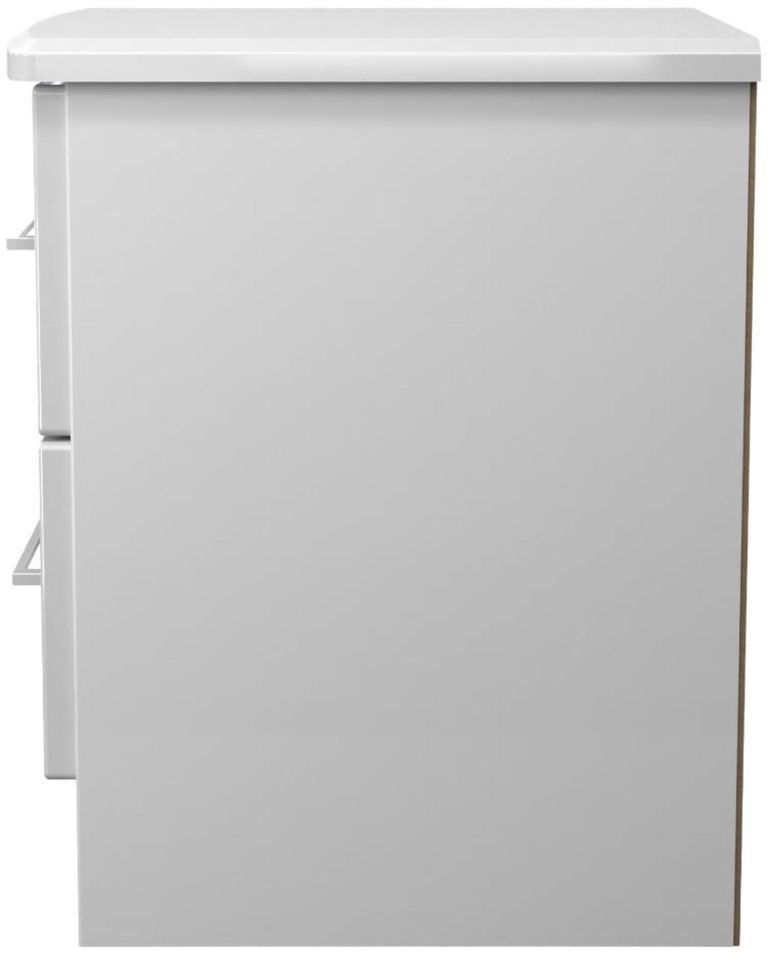 Paris White Gloss 2 Drawer Bedside Cabinet