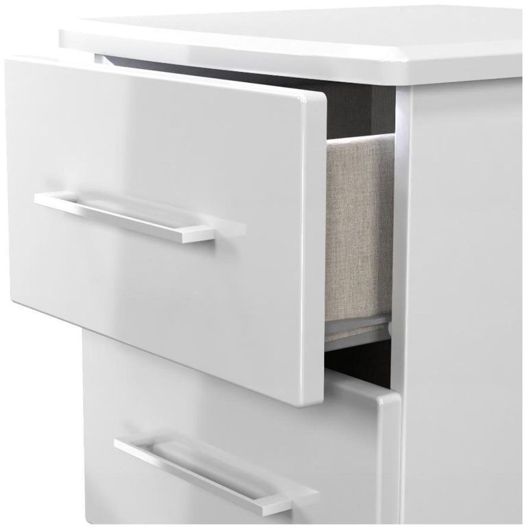 Paris White Gloss 2 Drawer Bedside Cabinet
