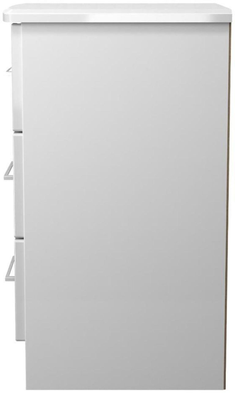 Paris White Gloss 3 Drawer Bedside Cabinet