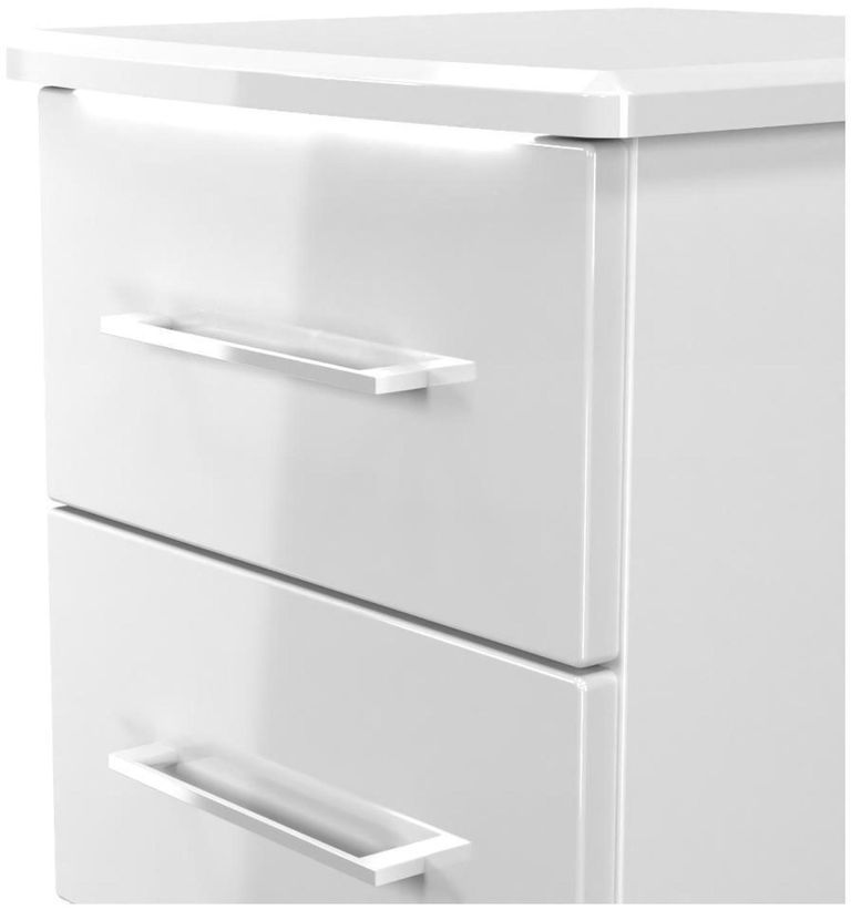 Paris White Gloss 3 Drawer Bedside Cabinet