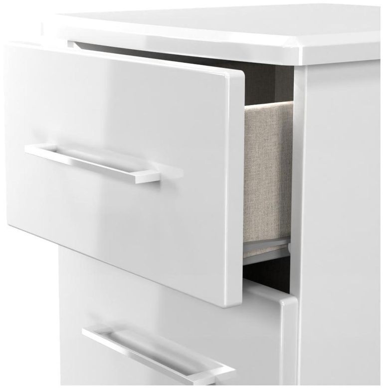 Paris White Gloss 3 Drawer Bedside Cabinet