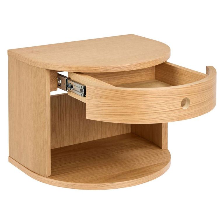 Paron Bedside Table - 1 Drawer - Oak - Wall Mounted - Floating