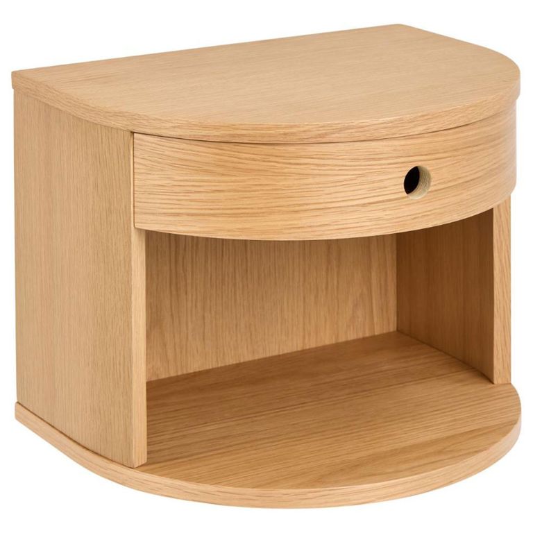 Paron Bedside Table - 1 Drawer - Oak - Wall Mounted - Floating