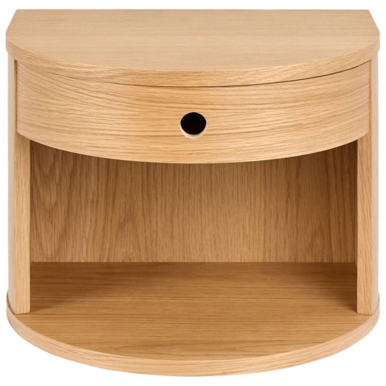 Paron Bedside Table - 1 Drawer - Oak - Wall Mounted - Floating