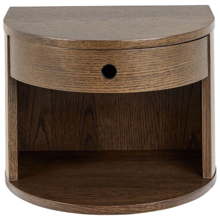 Paron Bedside Table - 1 Drawer - Smoked Oak - Wall Mounted - Floating