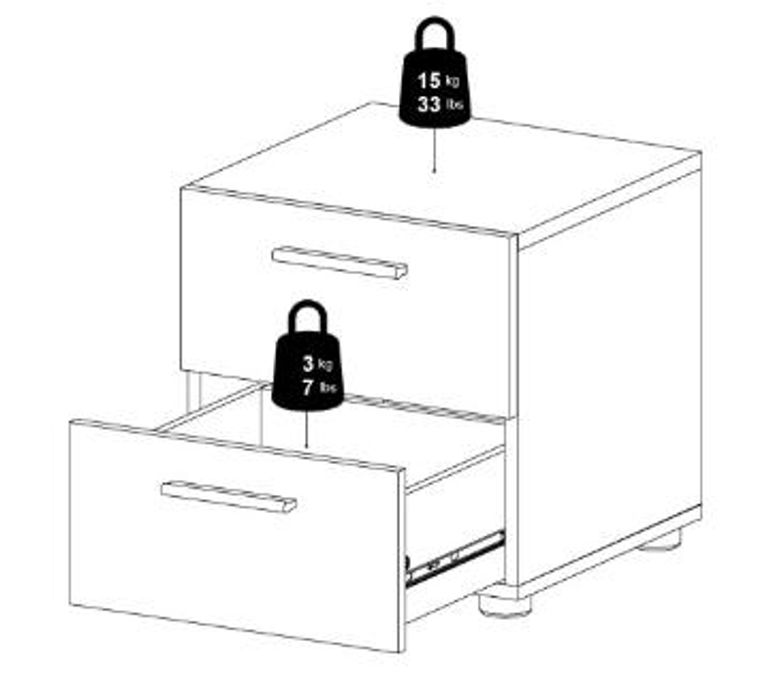 Pepe Truffle Oak Effect 2 Drawer Bedside Cabinet