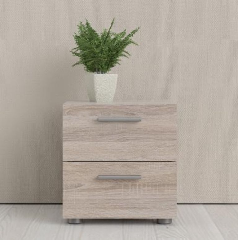 Pepe Truffle Oak Effect 2 Drawer Bedside Cabinet