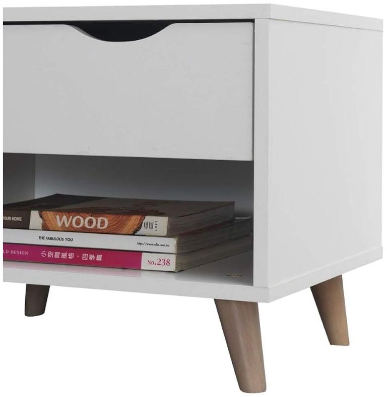 Perce White 1 Drawer Bedside Cabinet
