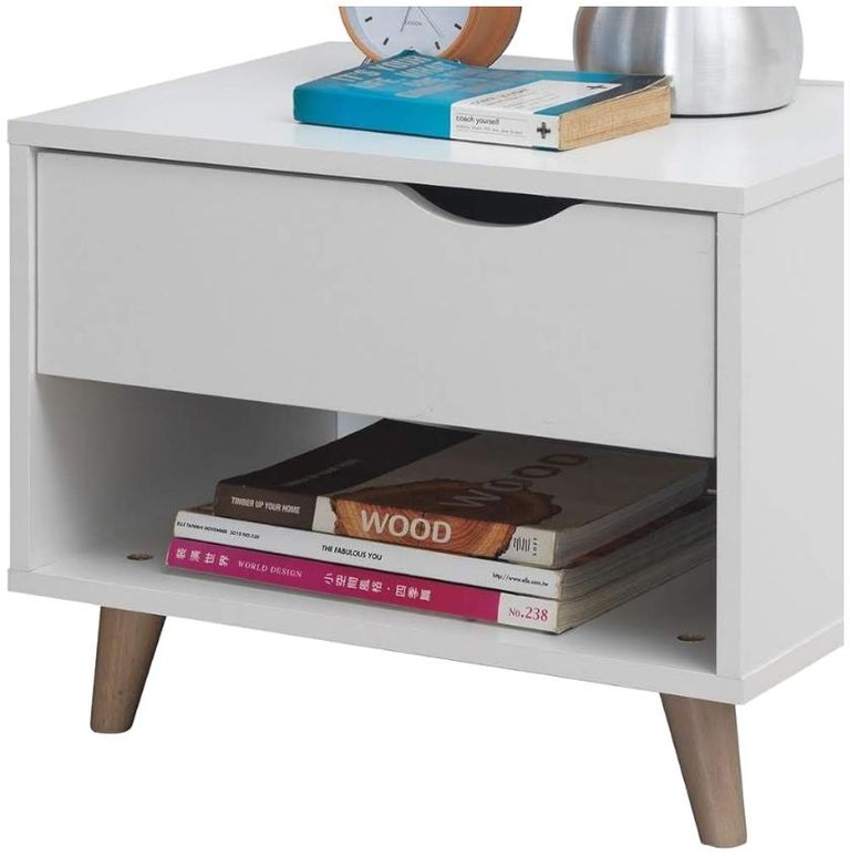 Perce White 1 Drawer Bedside Cabinet