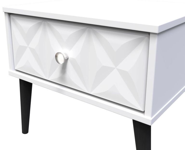 Pixel White 1 Drawer Bedside Table