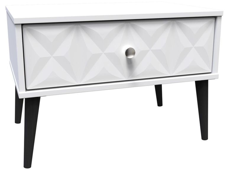Pixel White 1 Drawer Midi Bedside Table