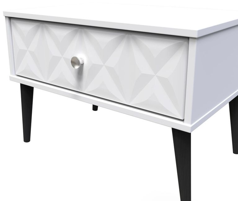 Pixel White 1 Drawer Midi Bedside Table