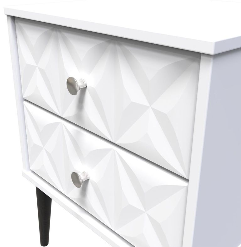 Pixel White 2 Drawer Bedside Cabinet