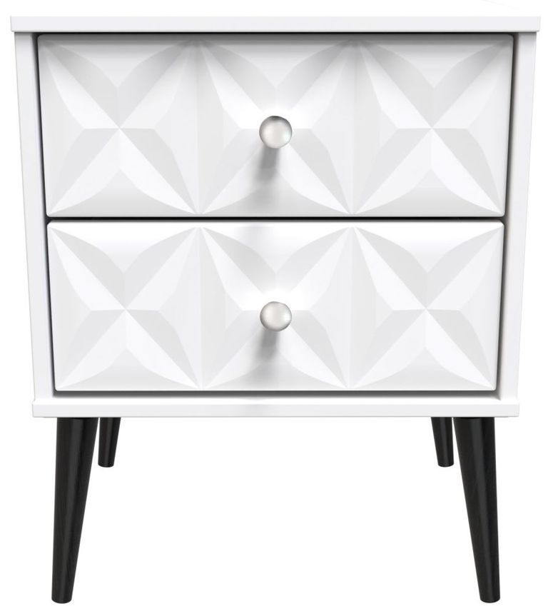 Pixel White 2 Drawer Bedside Cabinet