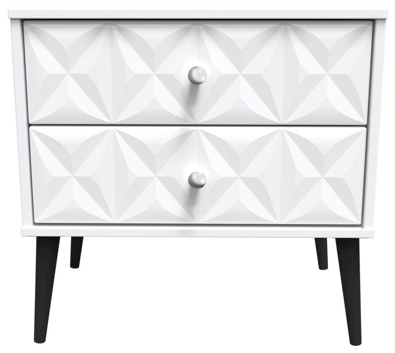 Pixel White 2 Drawer Midi Bedside Table