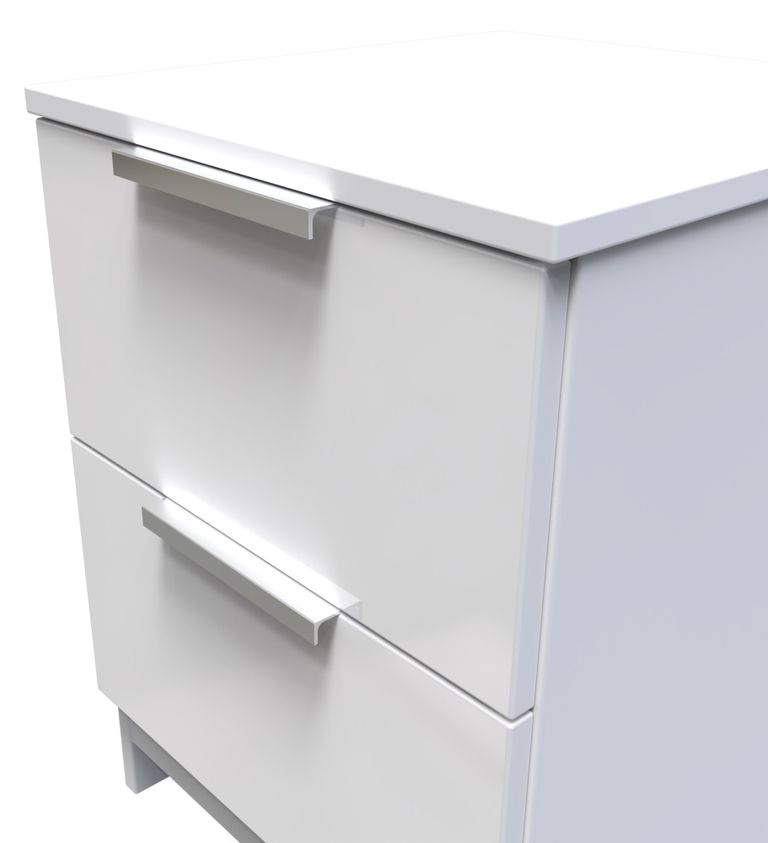 Plymouth White Gloss 2 Drawer Bedside Cabinet