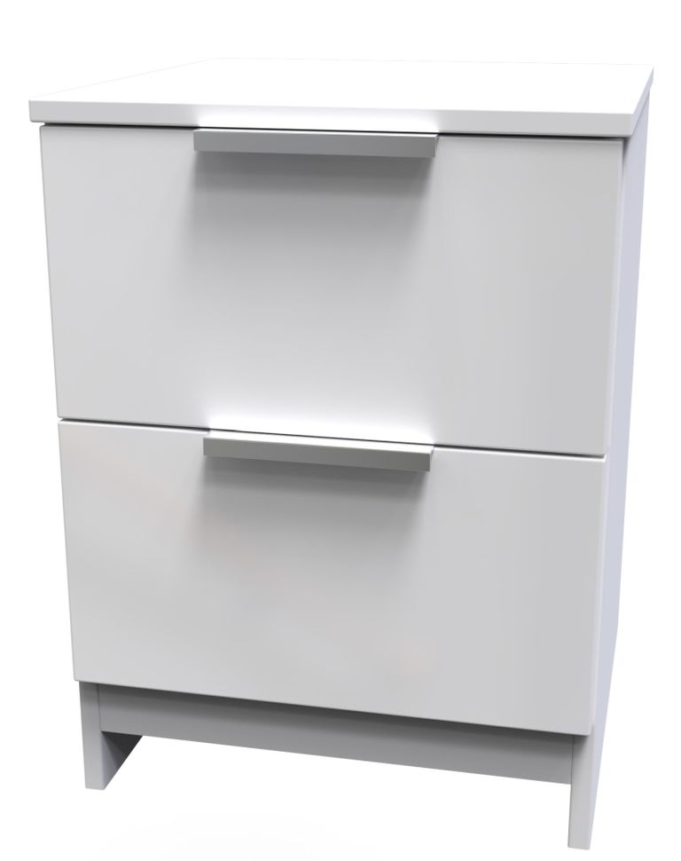 Plymouth White Gloss 2 Drawer Bedside Cabinet