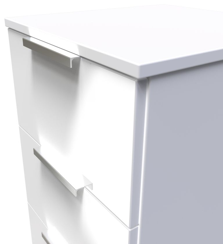 Plymouth White Gloss 3 Drawer Bedside Cabinet