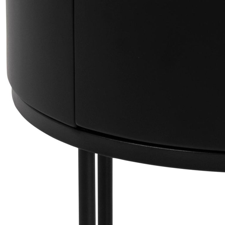 Polo Bedside Table - 1 Drawer - Round - Black Painted