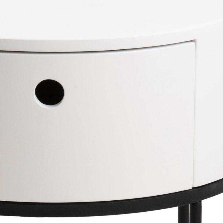 Polo Bedside Table - 1 Drawer - Round - White Painted