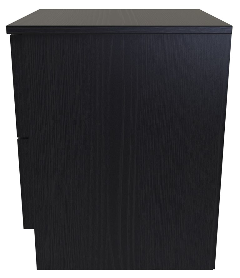 Rattan and Black Ash 2 Drawer Bedside Cabinet