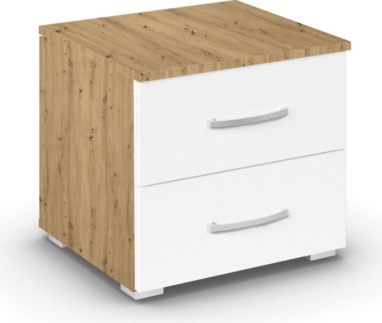 Rauch Aditio 2 Drawer Bedside Cabinet - Artisan Oak and Alpine White