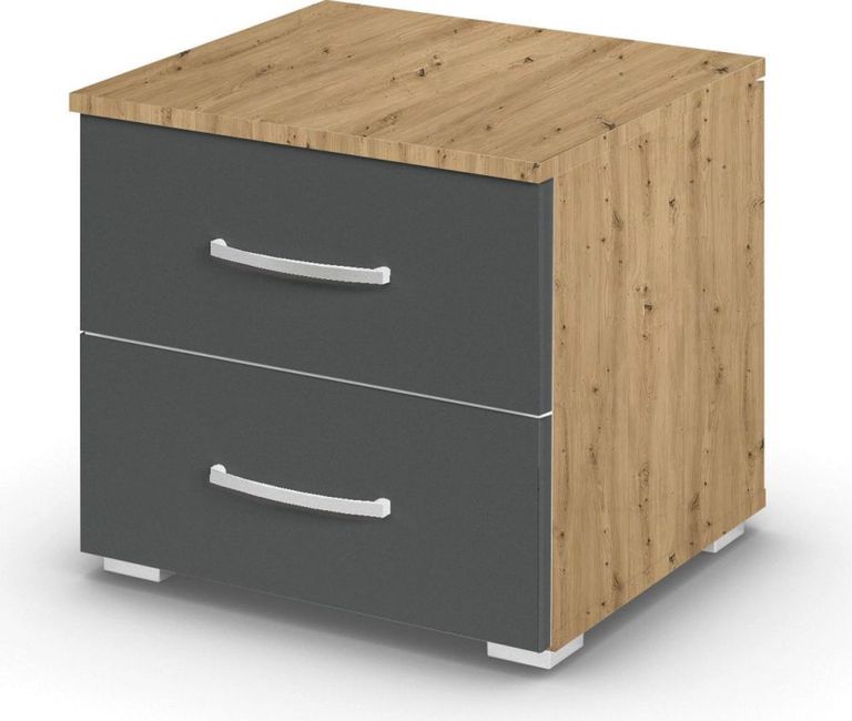Rauch Aditio 2 Drawer Bedside Cabinet - Artisan Oak and Metallic Dark Grey