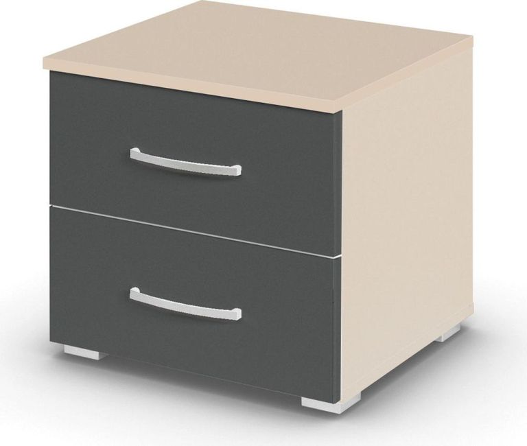 Rauch Aditio 2 Drawer Bedside Cabinet - Champagne and Metallic Dark Grey