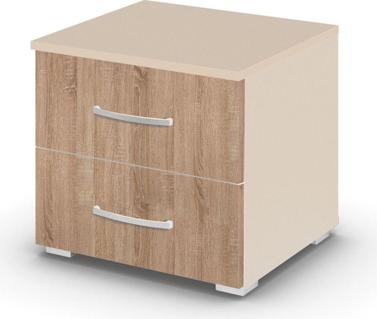 Rauch Aditio 2 Drawer Bedside Cabinet - Champagne and Sonoma Oak