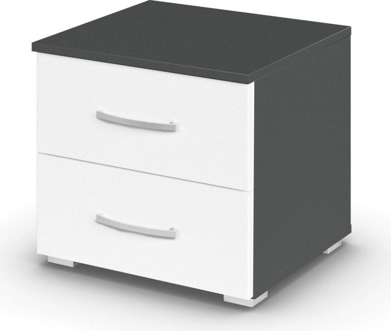 Rauch Aditio 2 Drawer Bedside Cabinet - Metallic Dark Grey and Alpine White